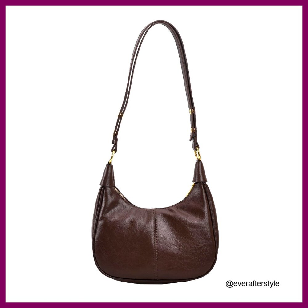 Retro Crescent Shoulder Purse Soft Hobo Bag Crossbody Handbag Minimal Chic